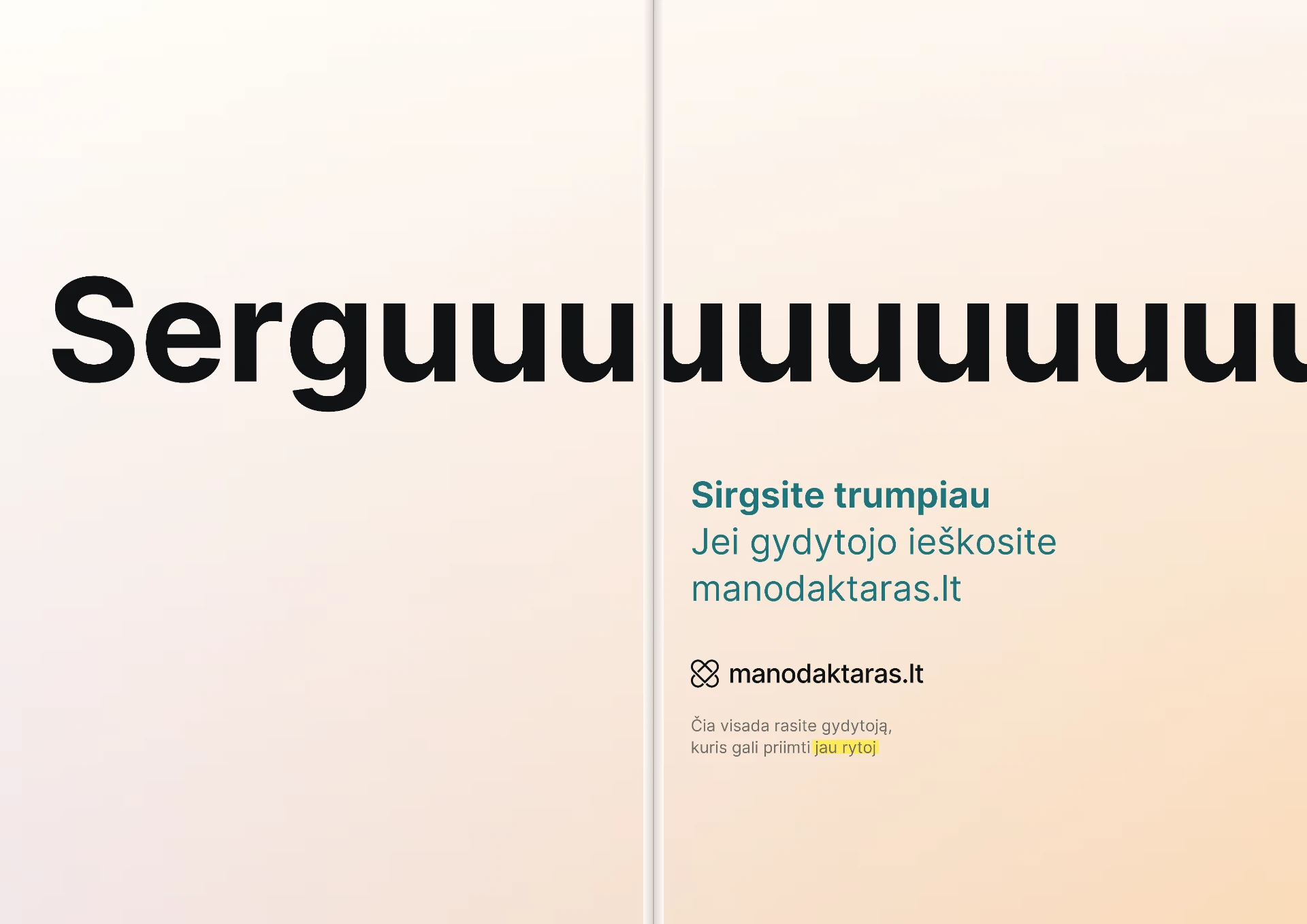 Spaudos atvartas: žodis Serguuu per du puslapius